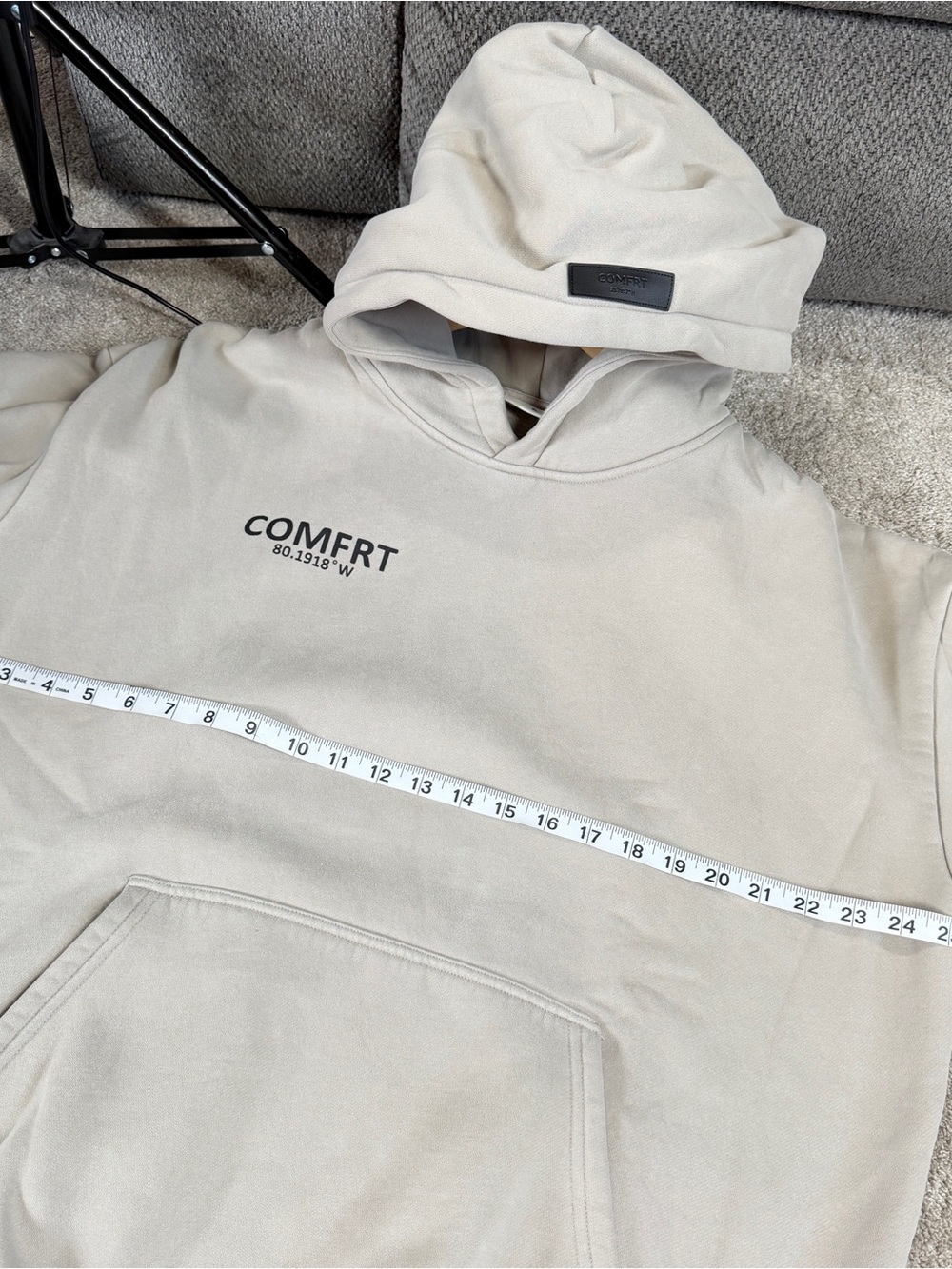 Comfrt Women’s Coordinate Hoodie Sweatshirt Heavyweight Fleece in Stone XL - Picture 8 of 10
